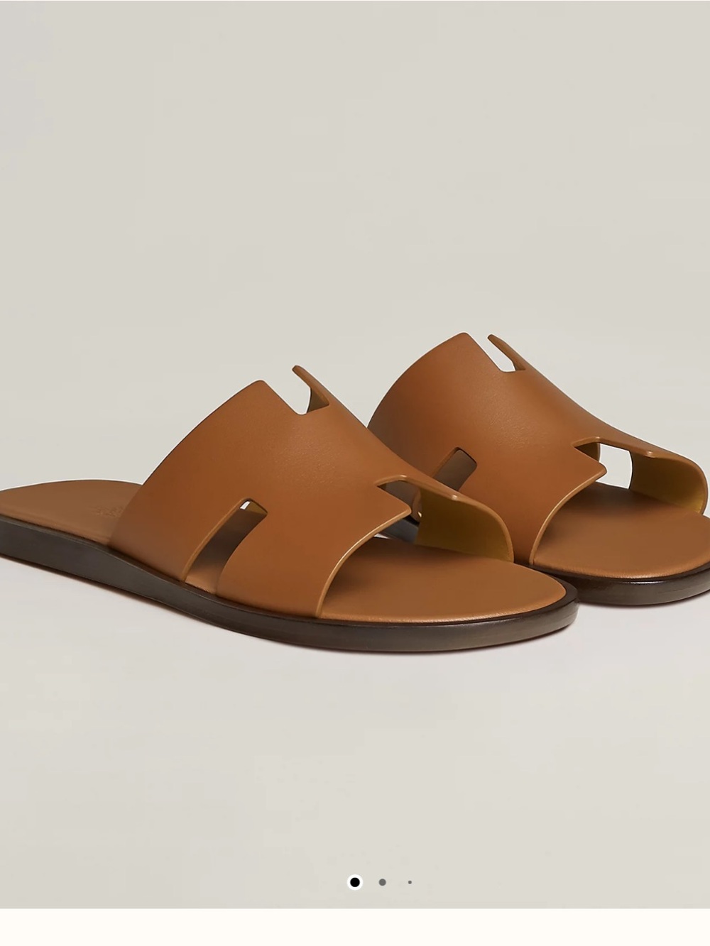 Men's Hermes Izmir Sandals Gold Sz 44 EUC W/ Box Dust Bags